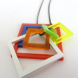 Rubik&#39;s cube 80&#39;s inspired laser cut square necklace