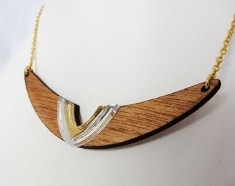 Lasercut Vintage Navajo inspired necklace in wood and perspex