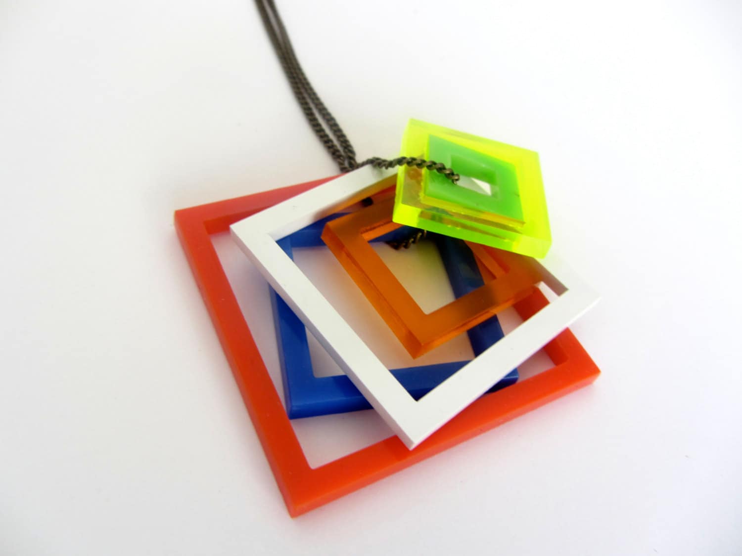 Rubik's Cube 80's Inspired Laser Cut Square Necklace Etsy UK