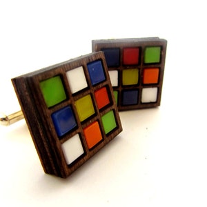 Rubik&#39;s cube inspired laser cufflinks
