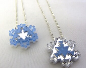 Frozen Inspired fractal snowflake necklace