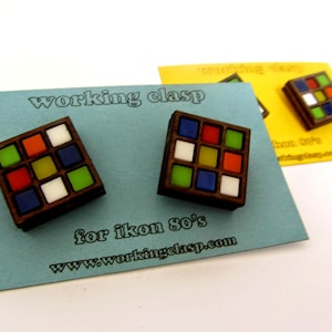 Rubik&#39;s Cube laser cut stud earrings