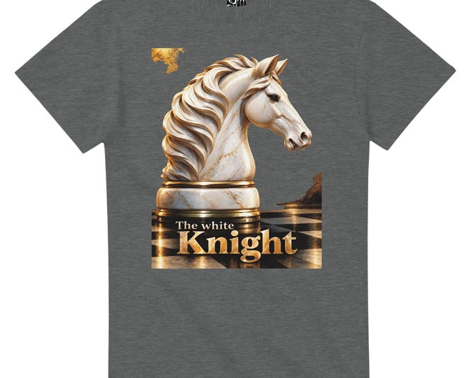 The White Knight - Chess Unisex Crewneck T-shirt | White horse head graphics