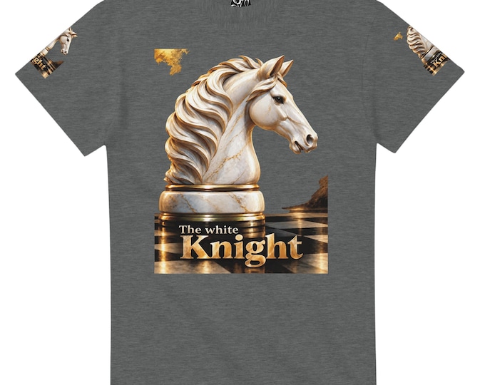 The White Knight - Chess Unisex Crewneck T-shirt | White horse head graphics