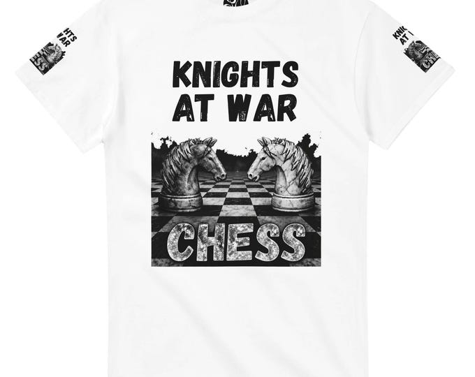 Chess Knights at War Unisex Crewneck T-shirt | Chess Horse Graphics