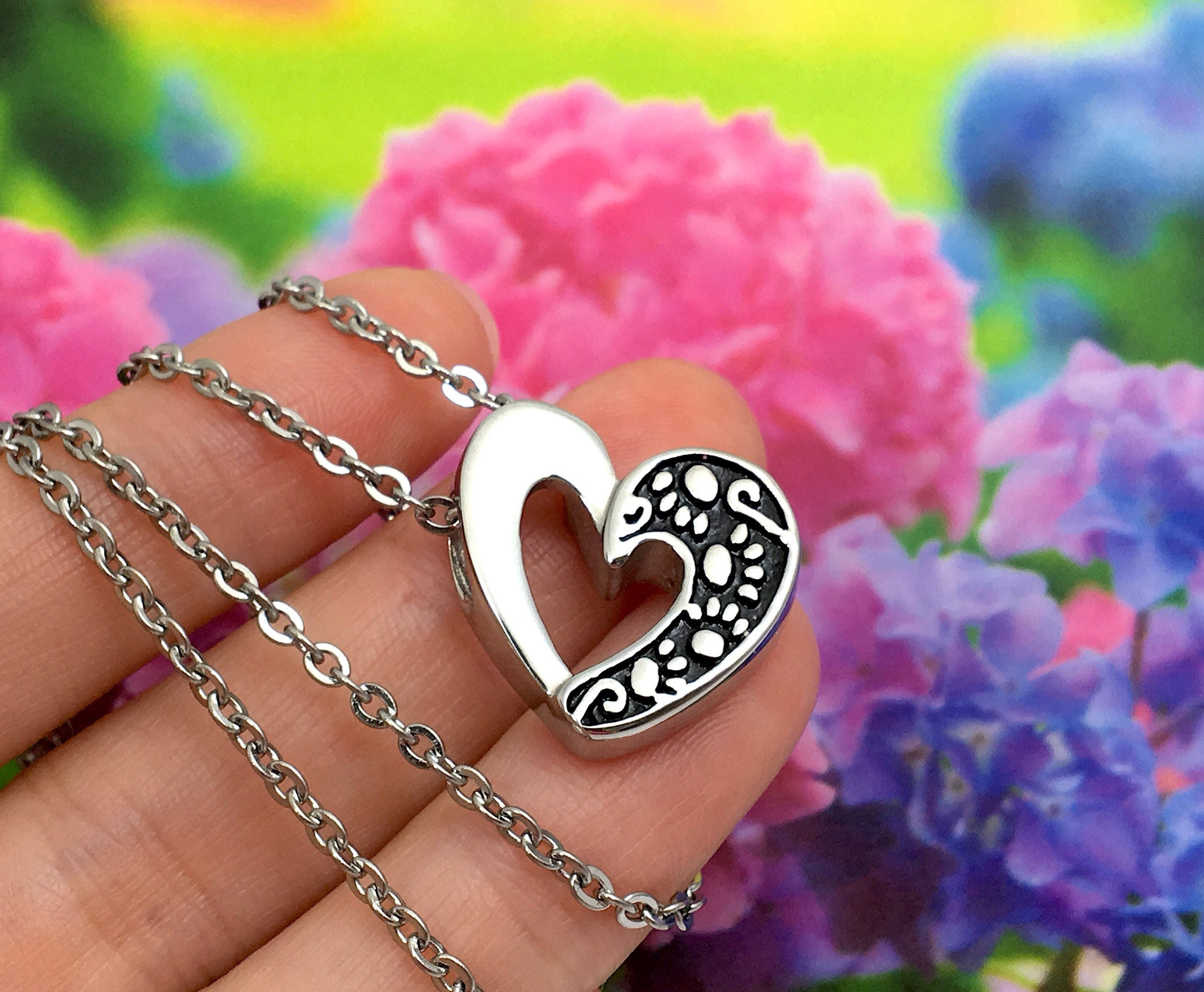 Paw Prints on My Heart Pet Cremation Jewelry for Ashes Urn Necklace Ash ...