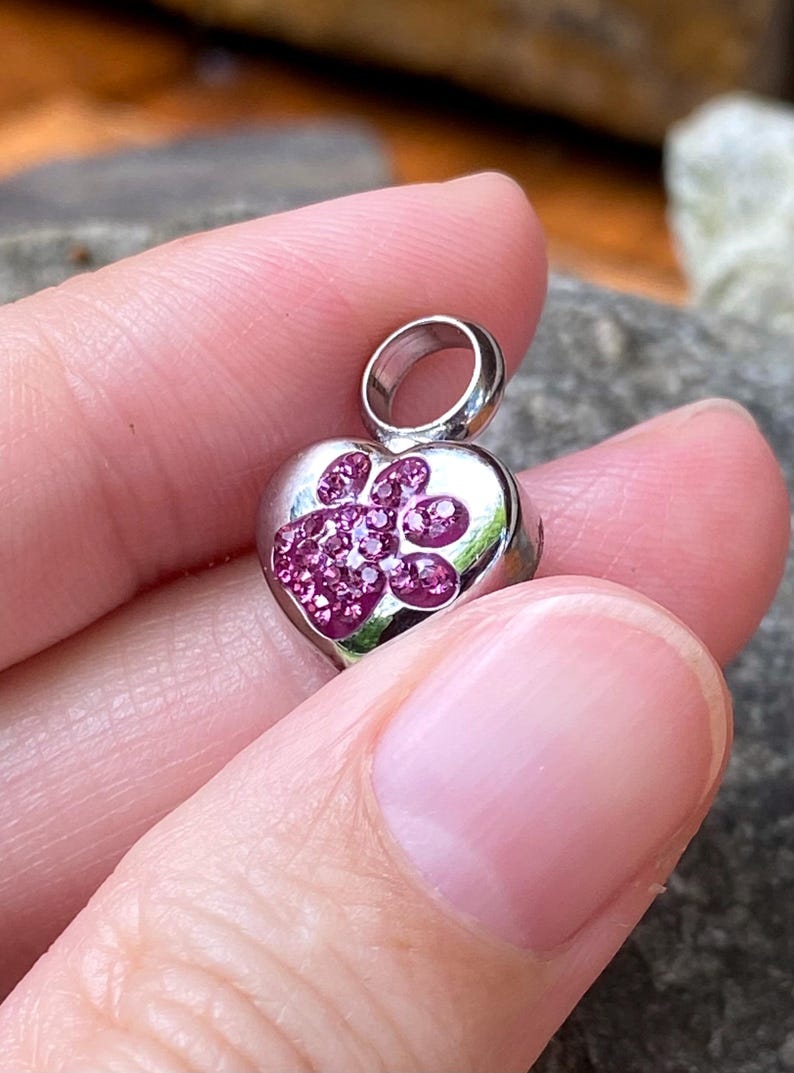 Tiny Paw Print on My Heart Pet Cremation Jewelry for Ashes Urn Necklace ...
