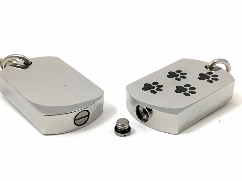 Men's Dog Tag Pet Cremation Jewelry Four Paw Prints for Ashes Urn Ashes ...
