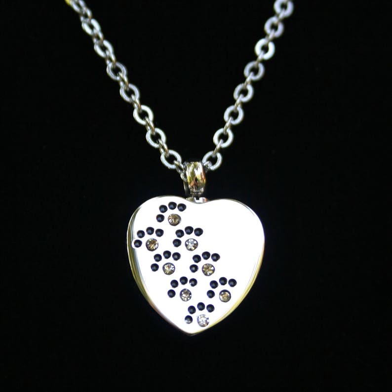 Crystals Paws on My Heart Pet Cremation Jewelry for Ashes Urn Necklace Ash Pendant Dog Cat Pawprint Memorial Gift Stainless Steel Chain Loss