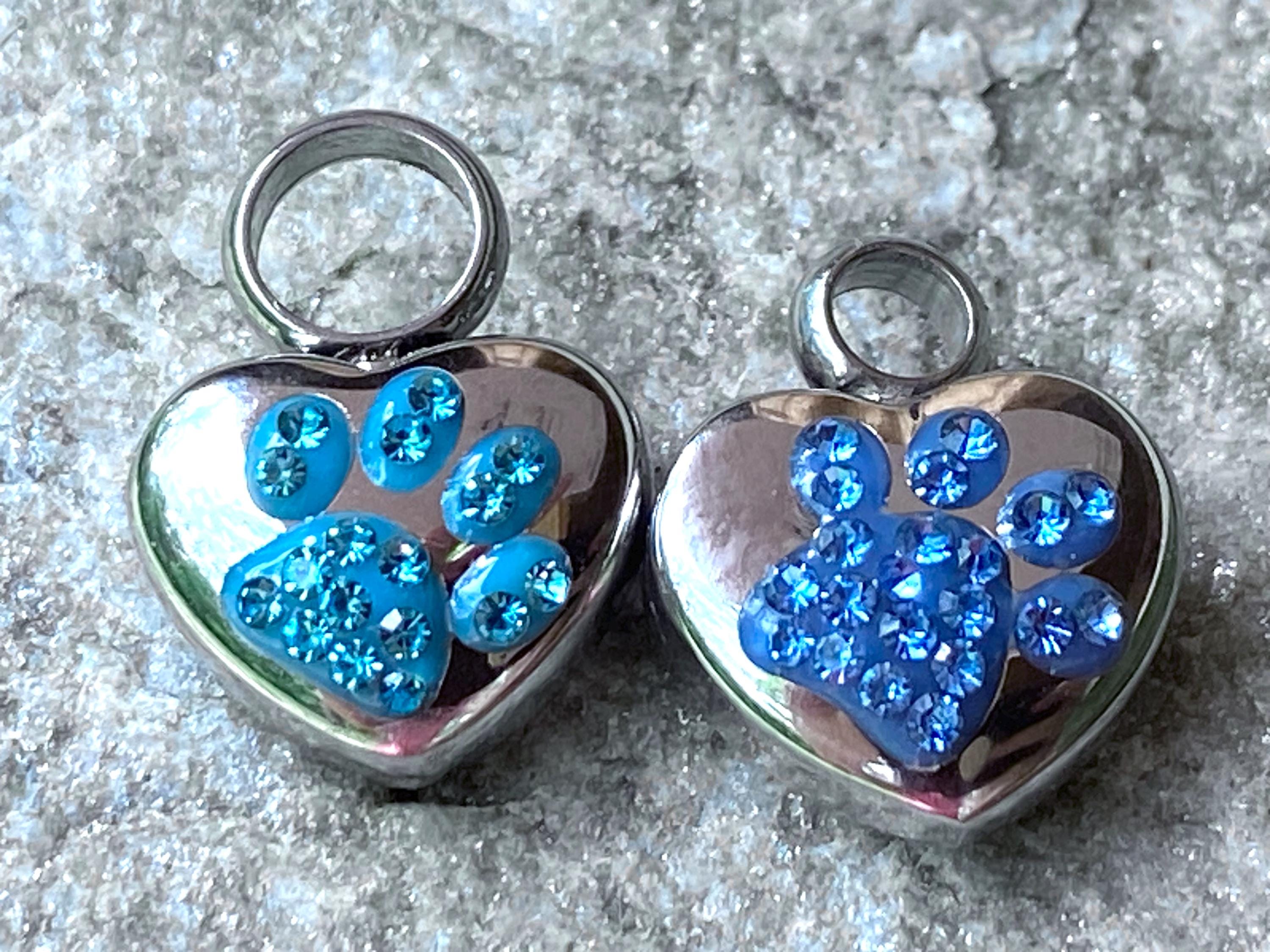 Tiny Urn Blue Paw on My Heart Cremation PENDANT or NECKLACE Holds ...