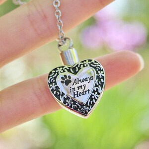 Always in My Heart Pet Cremation Jewelry for Ashes Urn Necklace Ash ...