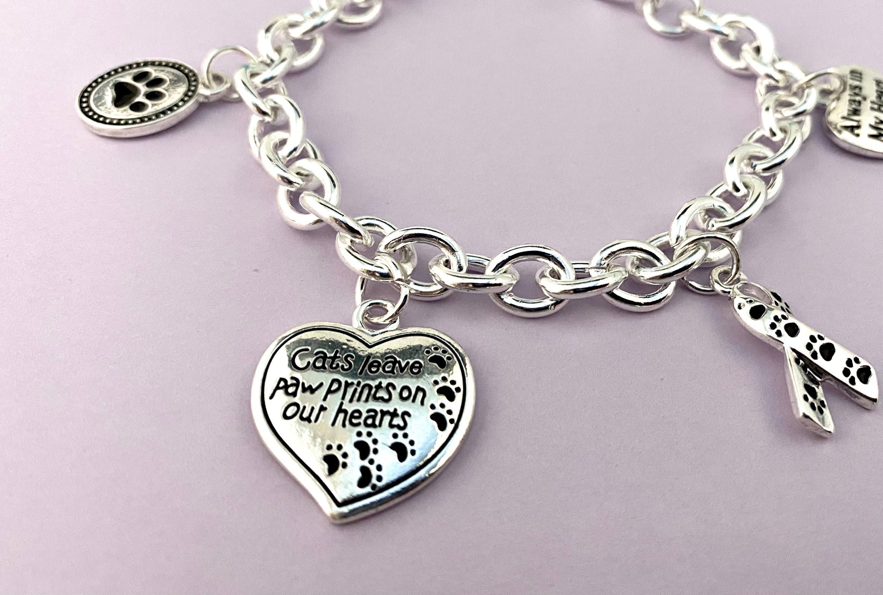 Cat Memorial Charm Bracelet Jewelry Gift Loss of Kitty Etsy