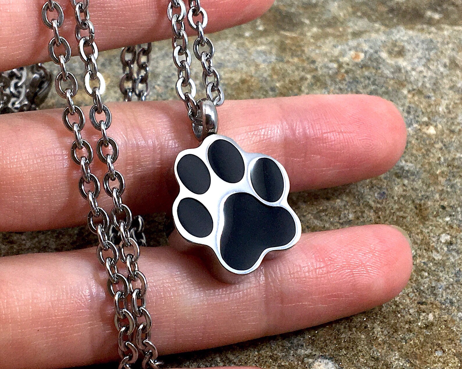 Urn Paw Print Cremation PENDANT or NECKLACE Holds Cremains Ash Locket ...
