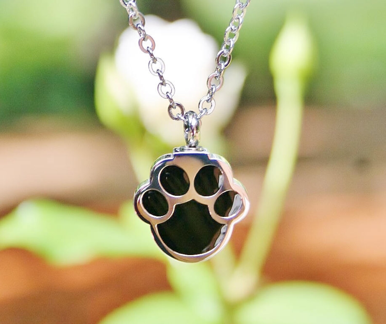 Urn Paw Print Cremation PENDANT or NECKLACE Holds Cremains Ash Locket ...