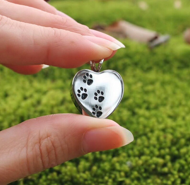 Urn 4 Paws on My Heart Cremation PENDANT or NECKLACE Holds Cremains ...