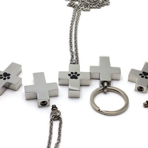 Cross Paw Print Pet Cremation Jewelry for Ashes Urn Necklace Ash ...
