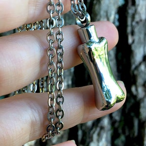 Silver Bone Dog Cremation Jewelry Vial for Ashes Urn Necklace Ash Pendant Pet Memorial Gift Stainless Steel Chain Loss Mens Good Boy Girl