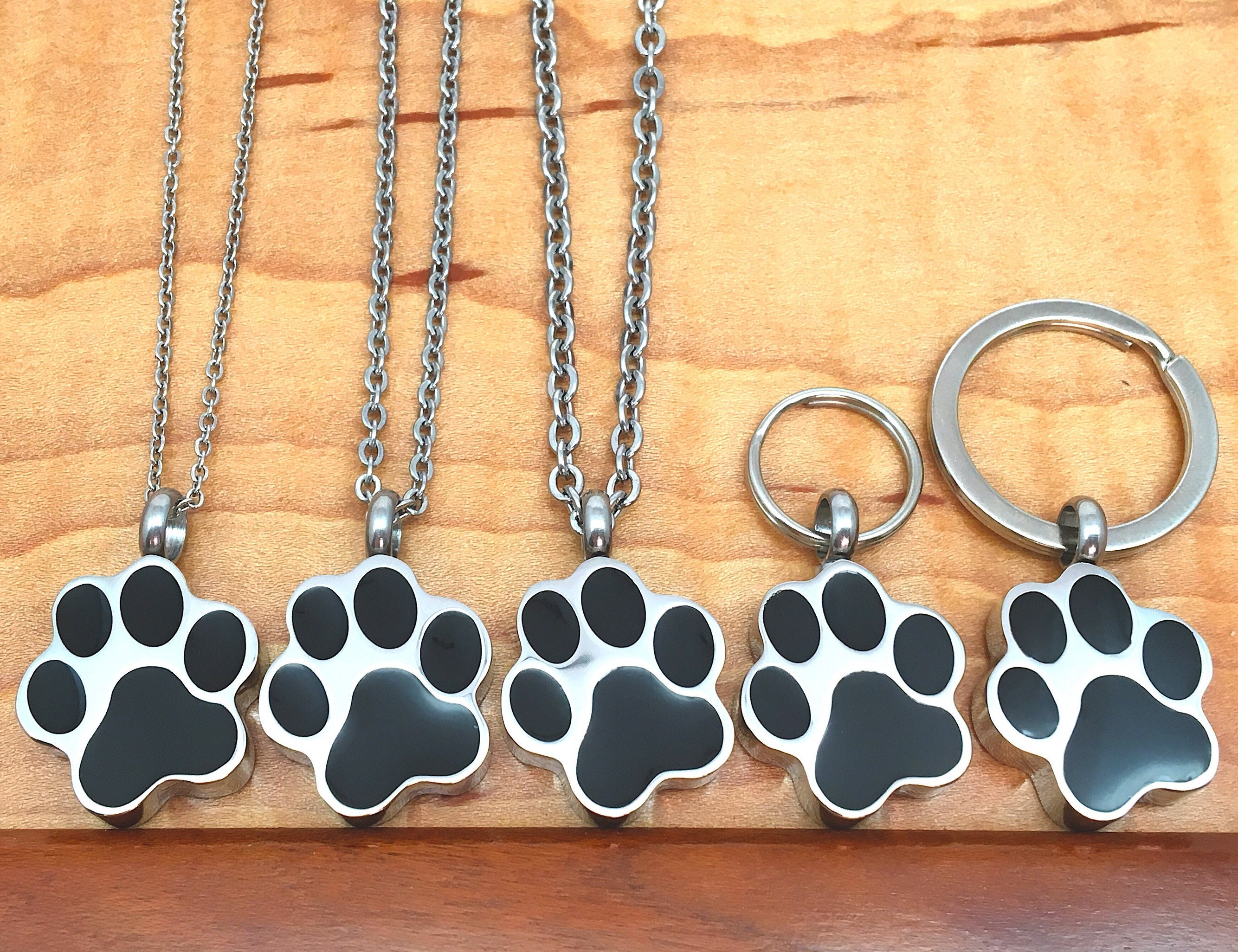 Urn Paw Print Cremation PENDANT or NECKLACE Holds Cremains Ash Locket ...
