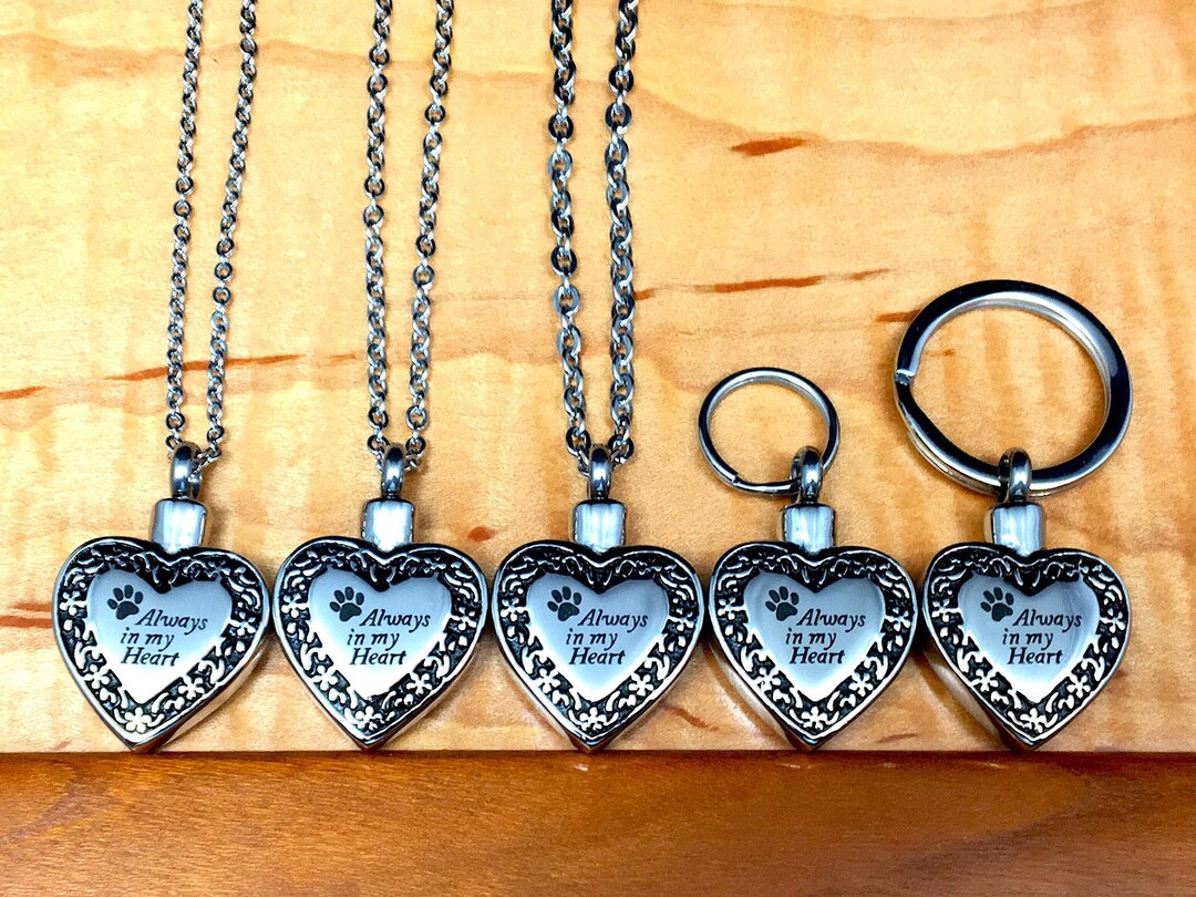 Always in My Heart Pet Urn Necklace Pendant Jewelry Holds Ashes Cat Dog ...