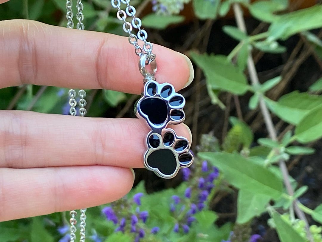 Paw Print Pet Cremation Jewelry for Ashes Urn Necklace Ash Pendant Dog ...