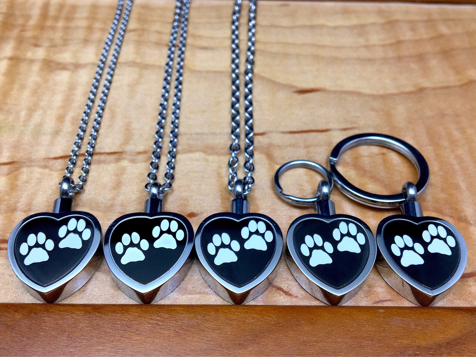 2 Paw Prints on My Heart Pet Cremation Jewelry for Ashes Urn Necklace ...