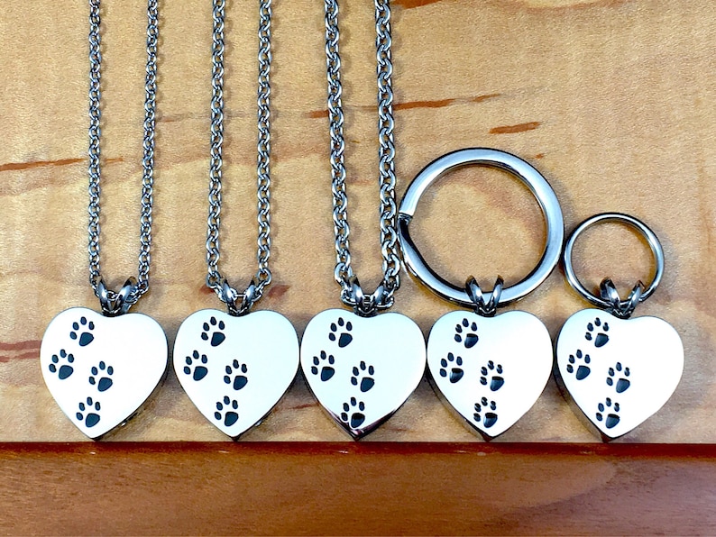 Urn 4 Paws on My Heart Cremation PENDANT or NECKLACE Holds Cremains ...