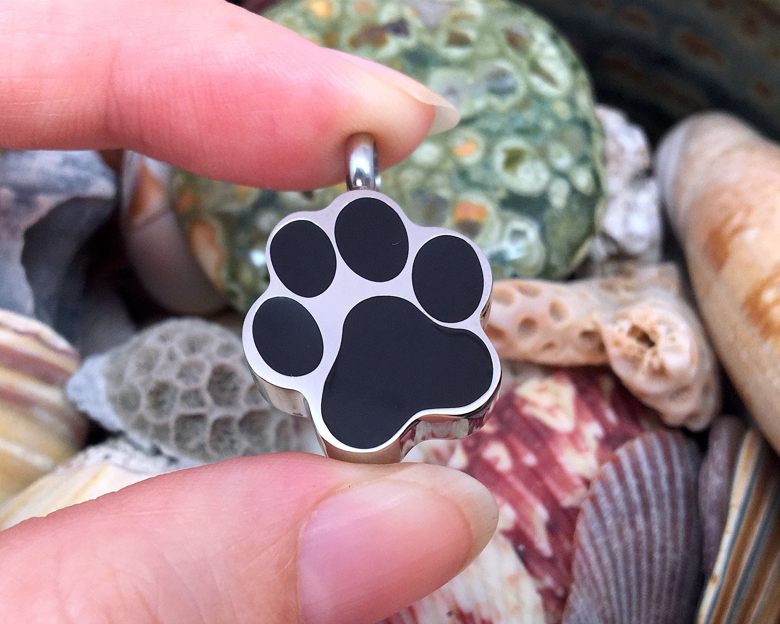 Urn Paw Print Cremation PENDANT or NECKLACE Holds Cremains Ash Locket ...