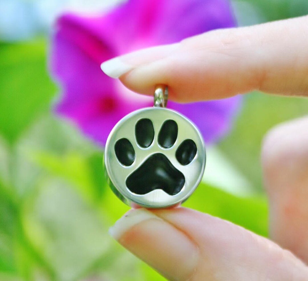 Urn Paw Print Cremation PENDANT or NECKLACE Holds Cremains Ash Locket ...