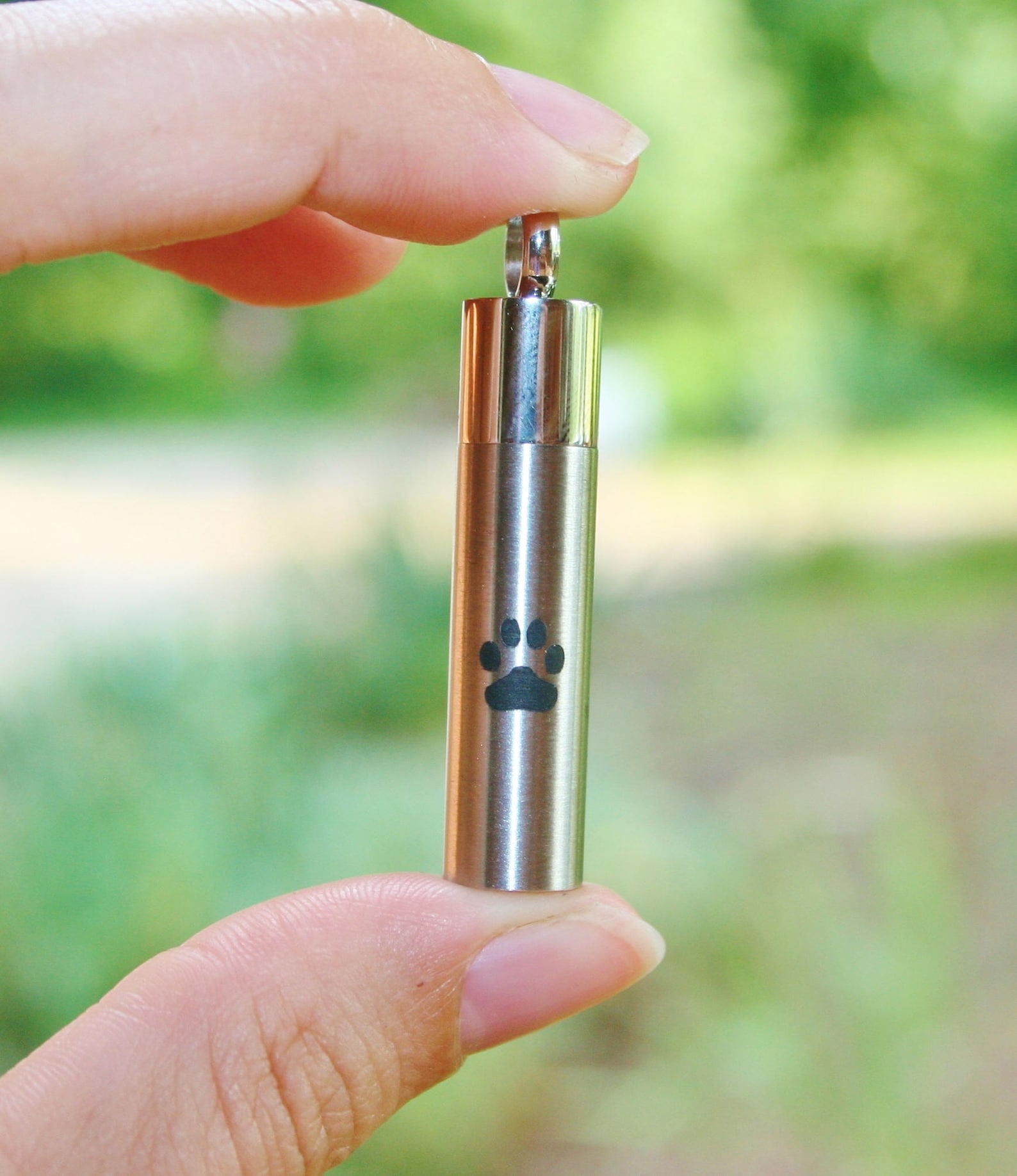 Urn Paw Print Vial Cremation PENDANT or NECKLACE Holds Cremains Ashes ...