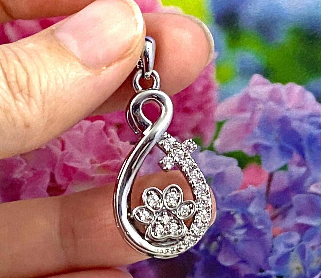Infinity Cross Paw Print Pet Cremation Urn PENDANT or NECKLACE Ash ...