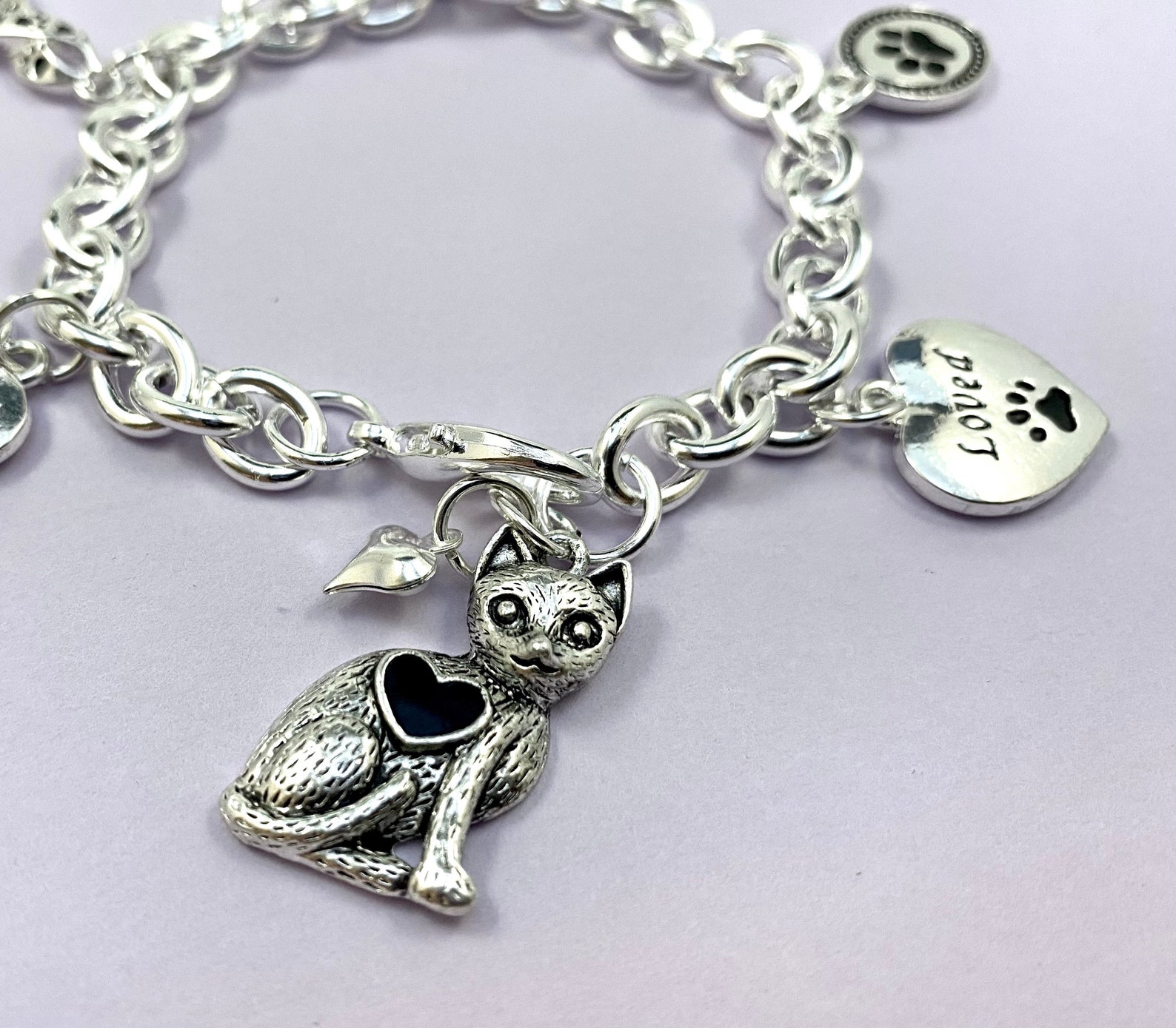 Cat Memorial Charm Bracelet Jewelry Gift Loss of Kitty Etsy