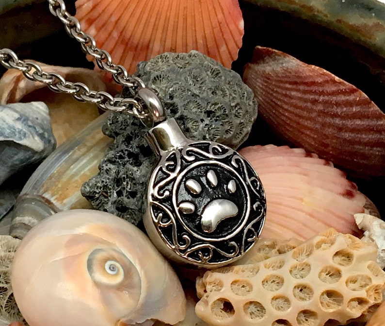 Celtic Paw Print Pet Cremation Jewelry for Ashes Urn Necklace Ash ...