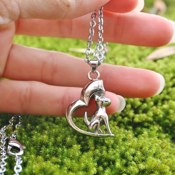 Dog on Heart Pet Cremation Jewelry for Ashes Urn Necklace Ash Pendant Puppy Memorial Gift Stainless Steel Chain Loss Small Mens Kids Ladies