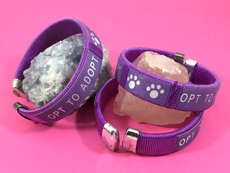Child/'s Opt to Adopt Fabric Bracelet for Pet Rescue Dog Cat Paw Prints Animal Adoption Fundraiser Gift for Kids Children Boys Girls Woven