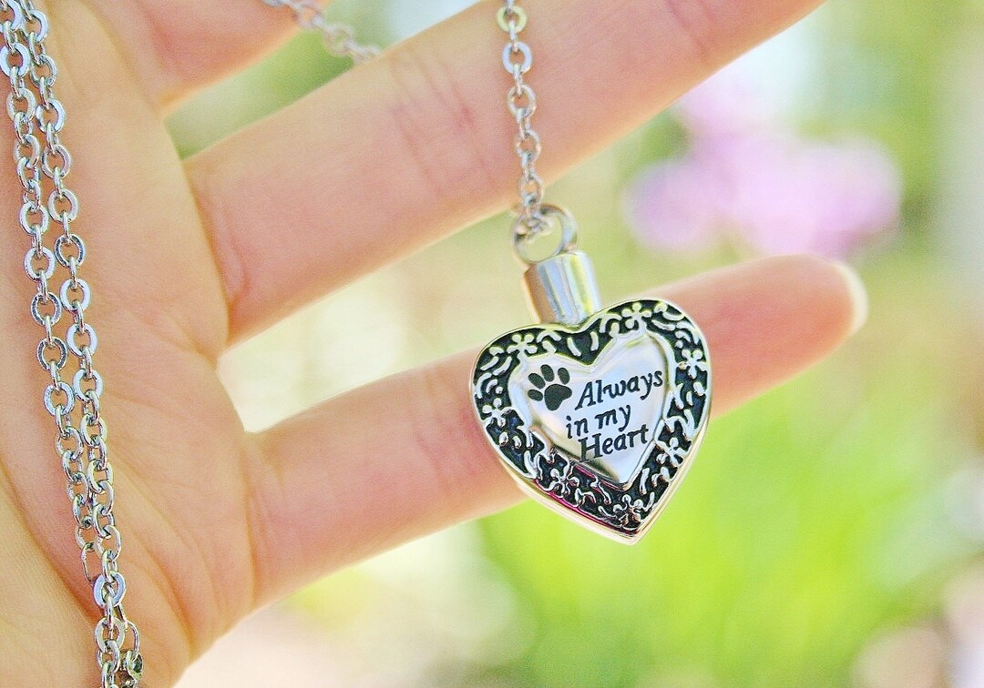 Always in My Heart Pet Cremation Jewelry for Ashes Urn Necklace Ash ...