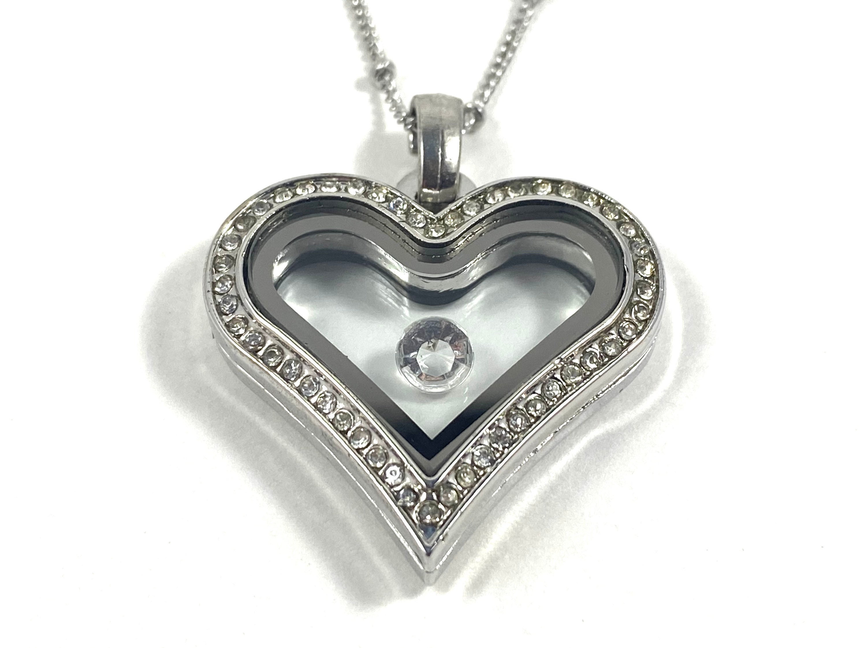 Louis Vuitton Diamond Heart Locket Necklace in 18K W #509516