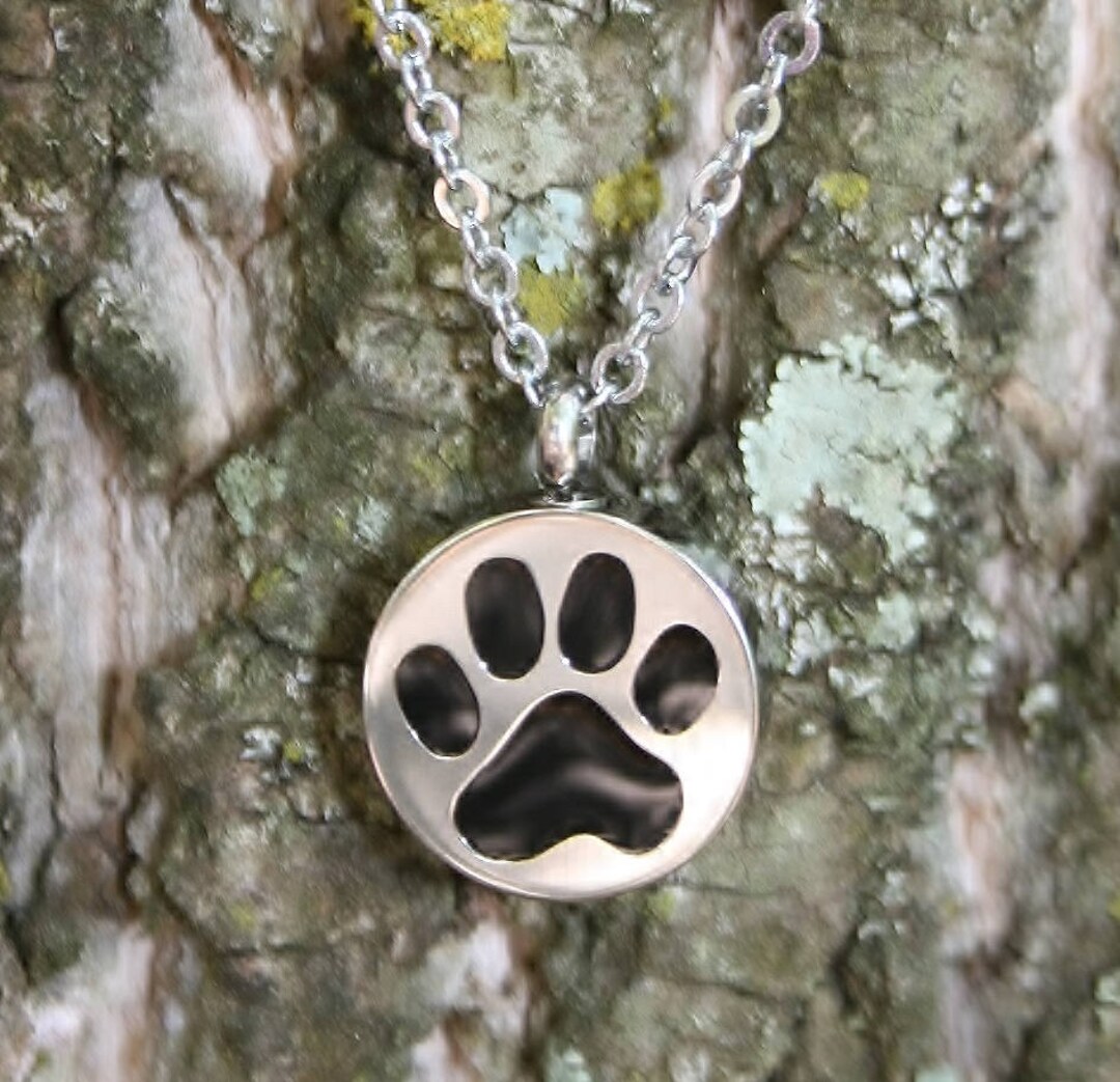 Paw Print Pet Cremation Jewelry for Ashes Urn Necklace Ash Pendant Dog ...