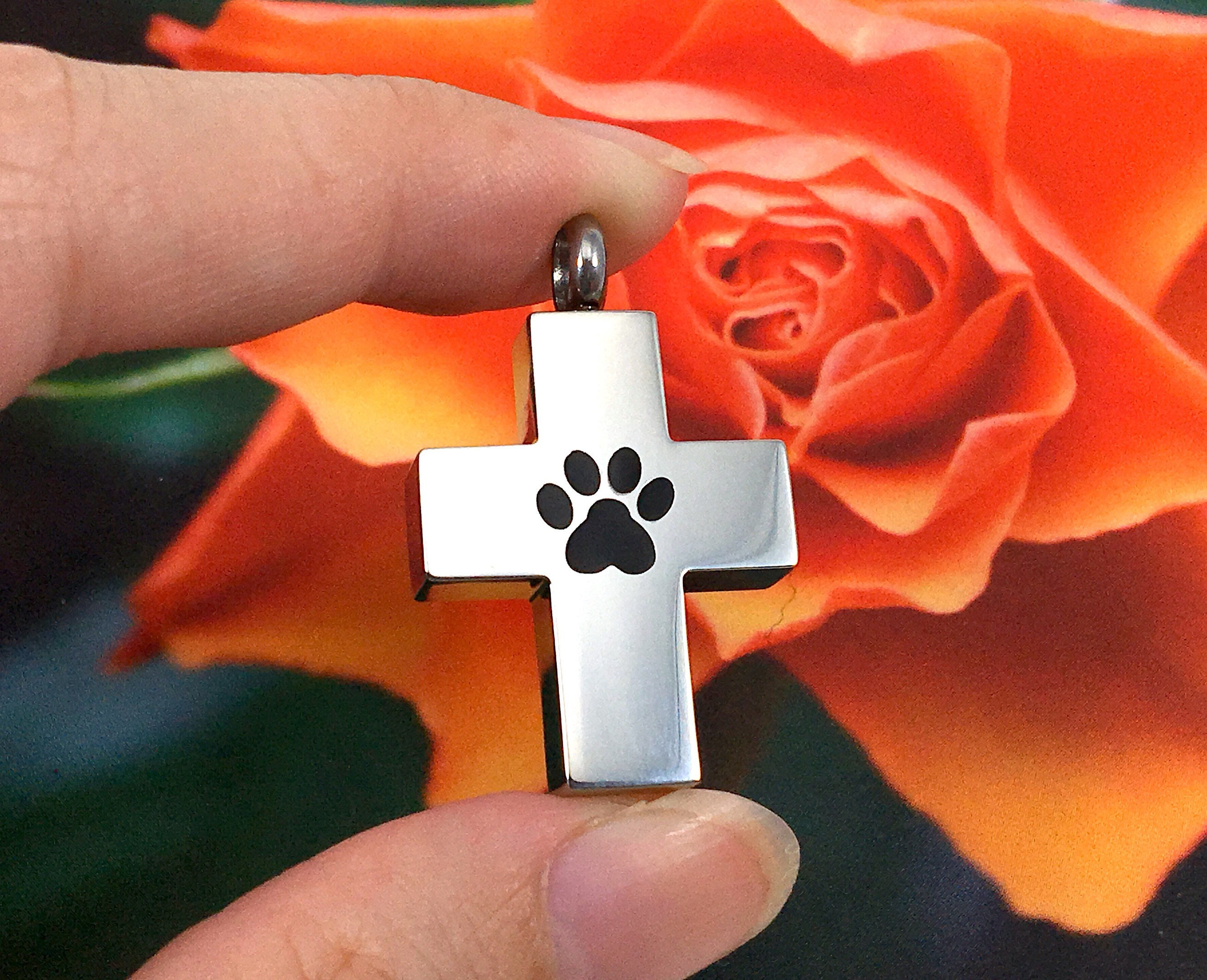 Cross Paw Print Pet Cremation Jewelry for Ashes Urn Necklace Ash ...