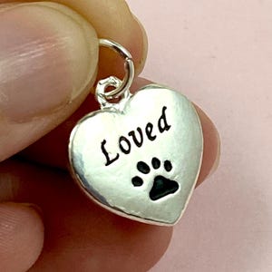 Loved Heart Paw Print Charm 1 5 10 pcs Sterling Silver Plate Pendant Pet Cat Dog Lover Memorial Gift Necklace Bracelet Earrings Jewelry Loss