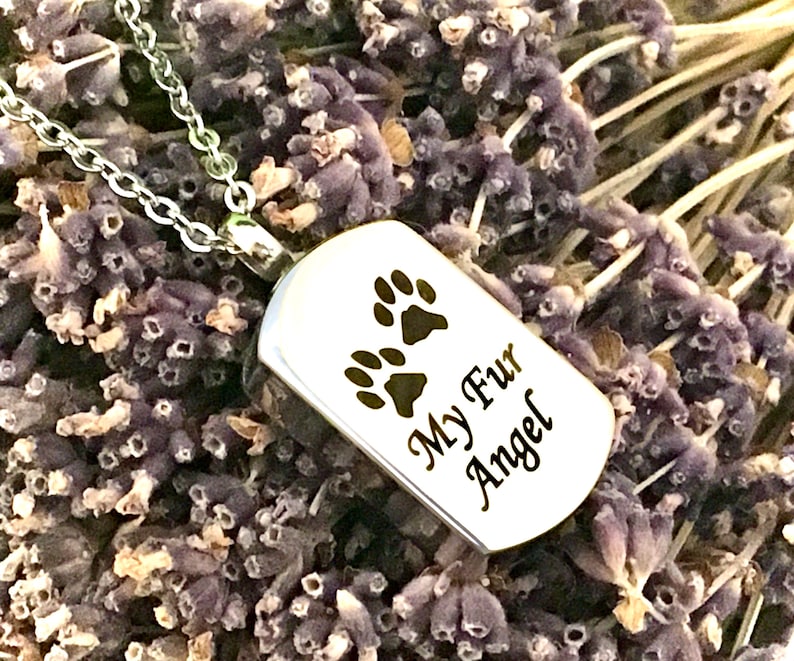 My Fur Angel Paw Print Pet Cremation Urn PENDANT OR NECKLACE Ash Jewelry Ashes Best Friend Cat Dog Holds Cremains Memorial Gift Loss Loved