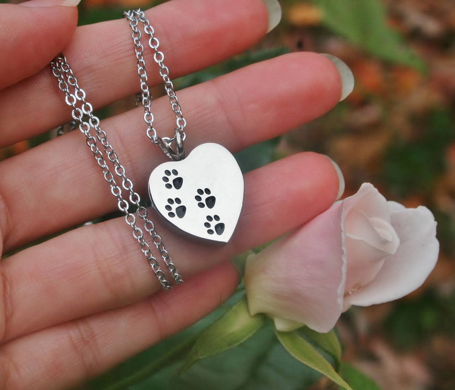 4 Paws on My Heart Pet Cremation Jewelry for Ashes Urn Necklace Ash ...