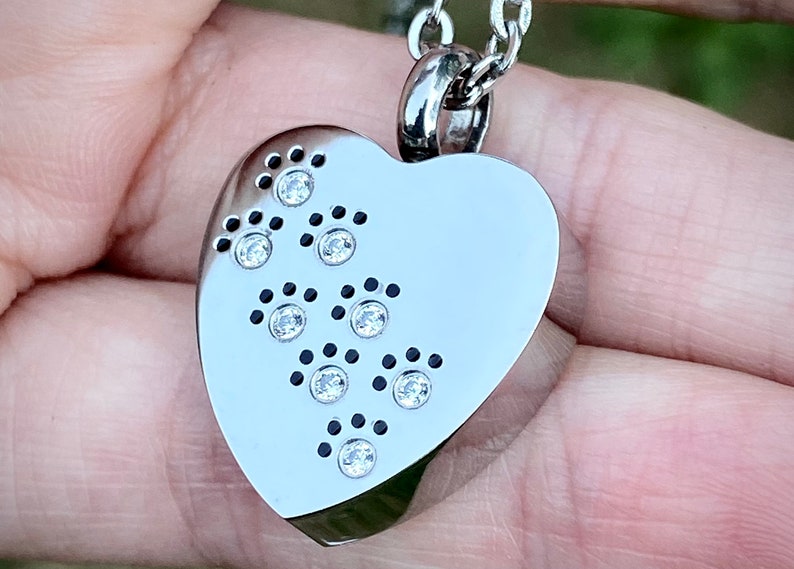 Urn Crystal Paws on My Heart Cremation PENDANT or NECKLACE Holds ...