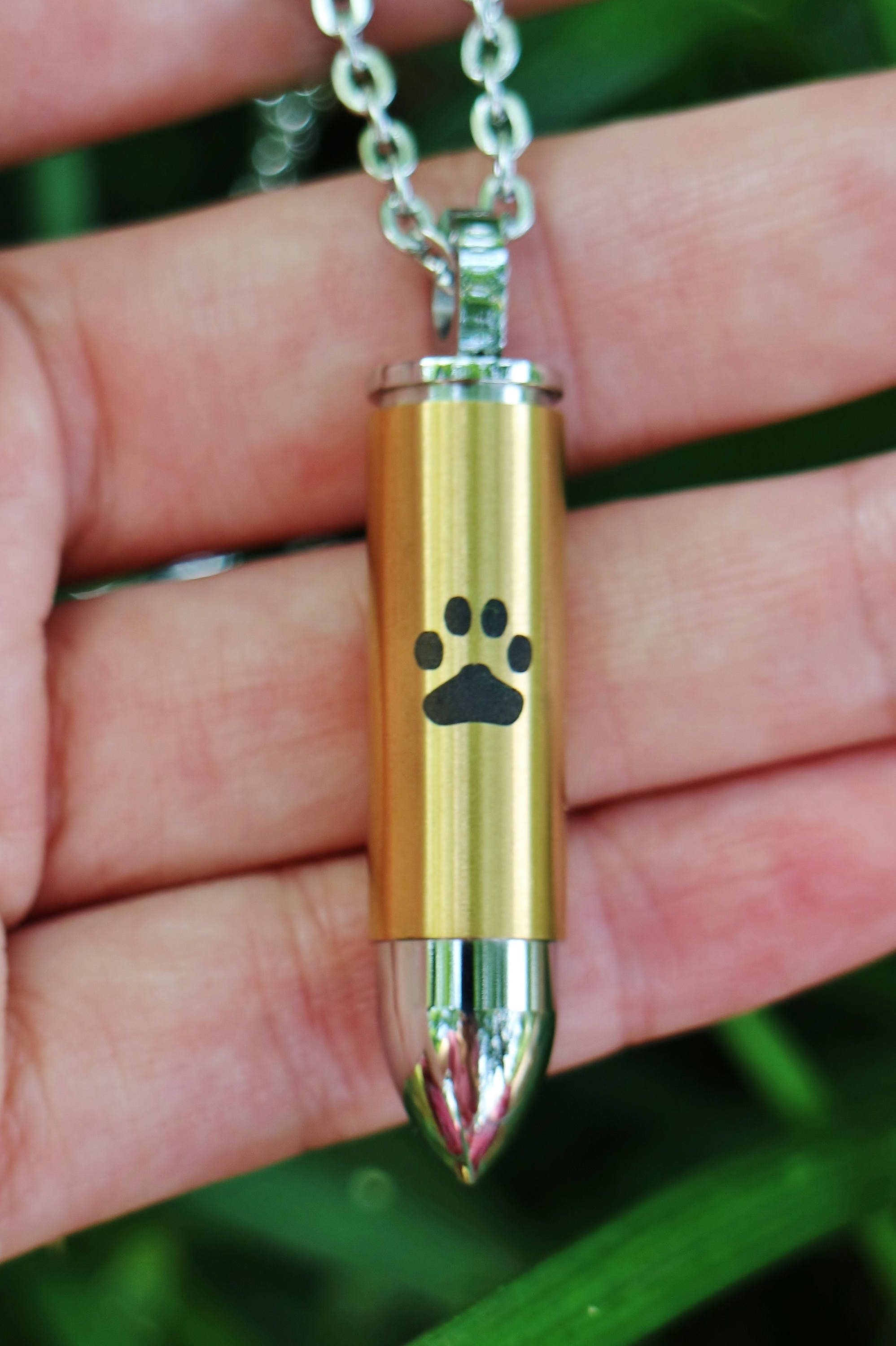 Mens Pet Cremation Jewelry Gold Bullet for Ashes Urn Necklace Etsy