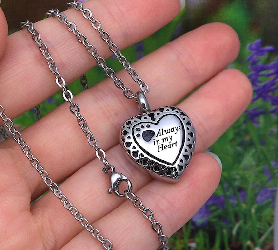 Circle Ring Heart Pendant Urn Necklace for Cremation Ashes WK Always in My Heart