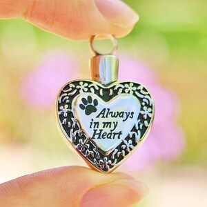 Always in My Heart Pet Cremation Jewelry for Ashes Urn Necklace Ash ...