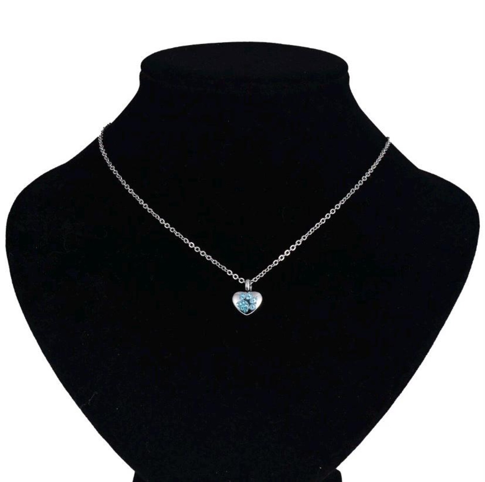 Tiny Urn Blue Paw on My Heart Engraved Cremation PENDANT or NECKLACE ...