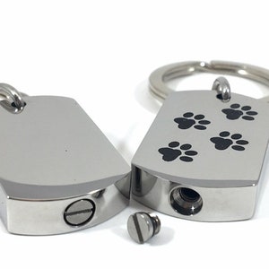 Men's Dog Tag Pet Cremation Jewelry Four Paw Prints for Ashes Urn Ashes ...