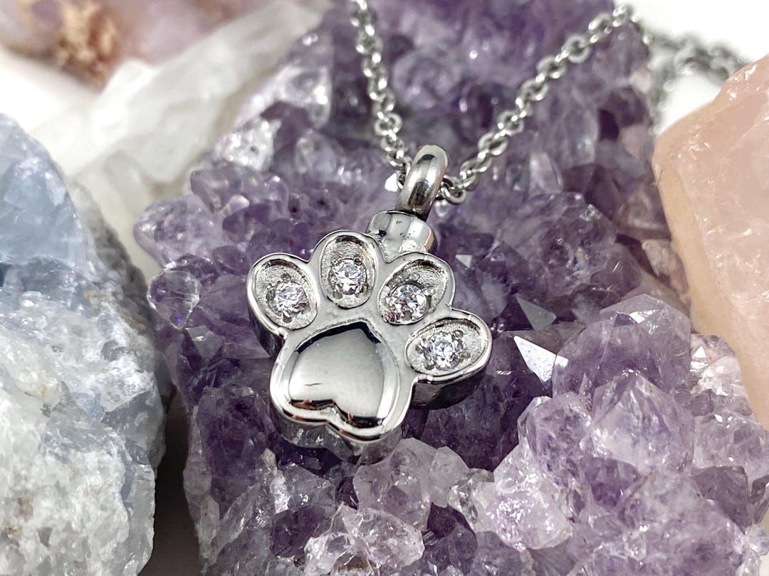 Paw Print Pet Cremation Jewelry for Ashes Urn Necklace Ash Pendant Dog ...