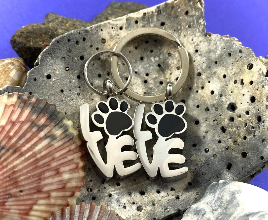 LOVE Paw Print Keychain Keyring Pet Cremation Jewelry Urn for Ashes ...