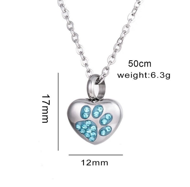 Tiny Paw Print on My Heart Pet Cremation Jewelry for Ashes Urn Necklace ...